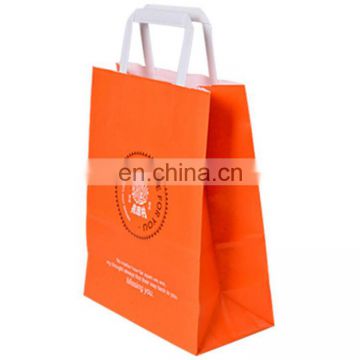 New Fashional Style shopping/gift/bakery bread cheap orange flat handle paper bag