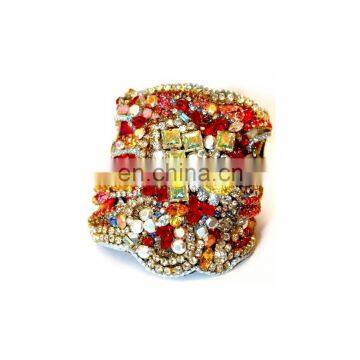 Aidocrystal Handmade Colorful Beads Wedding Bracelet Rhinestone Cuff Bangles Bracelet for Women photo-2