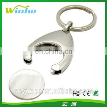 Personalised Metal Trolley Coin Key Ring For Supermarket