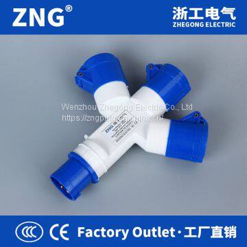 Multifunctional Industrial Plug and Socket 3-way 16Amp 3Pin, AC220V 16Amp 2P+PE 3-way Industrial Socket photo-3