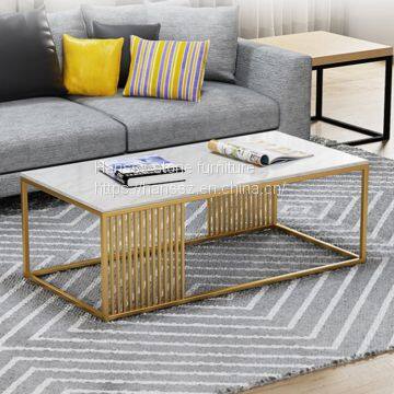 Hot Product Square White Marble Table Top Expanding Table Furniture With Gold Frame photo-2