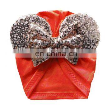 Baby Cotton Toddler Tabbit Ear Hat Kids Set Big Glitter Bow Soft Cute Knot Nursery Beanie Hat Wholesale Girls photo-6