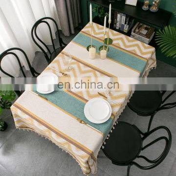 Home Decor Cotton Linen Embroidery Lace Tassel Rectangular Tablecloth Waterproof Oilproof Kitchen Dining Table Colth Cover photo-2