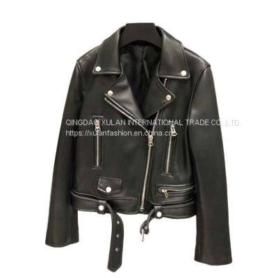 2021NEW FASHION LADIES' GENUINE LAMBSKIN LEATHER JACKET MOTORCYCLE JACKET