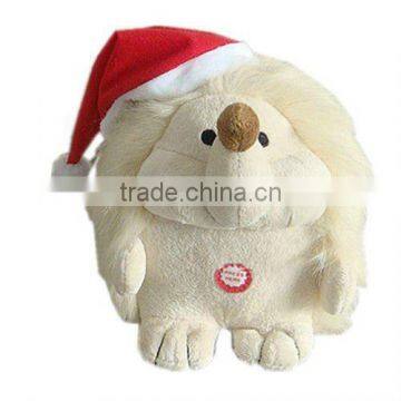 Popular plush toy hedgehog with Santa Hat