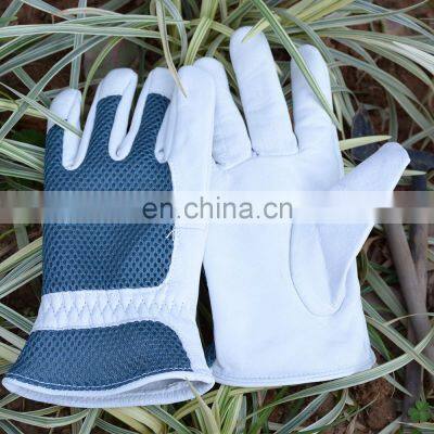 HANDLANDY Blue Goatskin Household Navy Driving Gloves for Rose Pruning Leather Gardening Gloves HDD5039