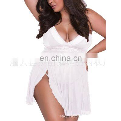 New Middle East 5XL Sexy Lingerie Sexy See-through Mesh Slit Sling Nightdress Dropshipping Lace Women's Plus Size Underwear photo-3
