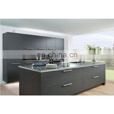 Modern Black High Gloss Lacquer Finish Handle Less German Kitchen photo-3