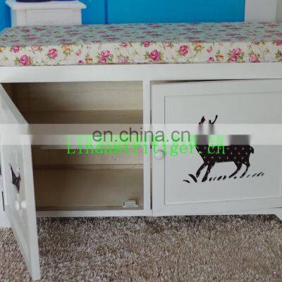Wooden Shoe Storage Bench Stools Chest Cabinet With Cushions Seat Ottomans photo-3