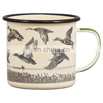 350ml Custom Wholesale Enamel Cup With Lid With Black Rolled Rim photo-3