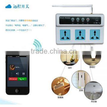 Energy Conservation 3 Sockets Remote Control Wireless GSM power Switch Socket remote control by mobile phone meassage &rings