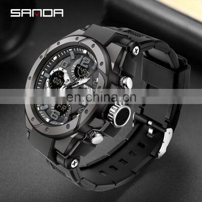 Sanda 6008 Relogio Men LED Analogue Wrist Watch Custom Luminous Sports Digital Men Watch Waterproof