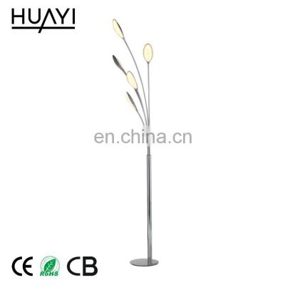 HUAYI Modern Decorative Aluminum Study Room Fancy 5 Lamp LED Floor Light