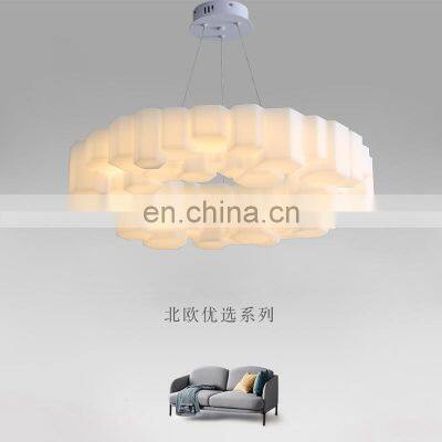 Japanese Cream LED Chandelier Dining Room Simple Design Round Hanging Lighting Nordic Living Room Honeycomb LED Pendant Light photo-5