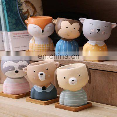 Factory Wholesale Ceramic Cheap Decorative Fox Small Planter Cute Plant Pot