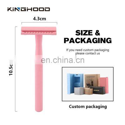 Custom Eco Friendly Classic Female Bikini Pink Metal Safety Razors For Women photo-3