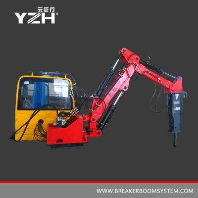 pedestal boom rock breaker system