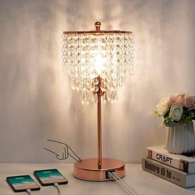 Modern Luxury Crystal Desk Lamp USB Charging Desk Lamp Bedside Table Lamp