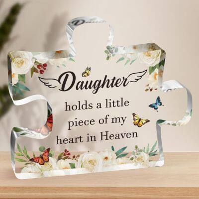 Memorial Gifts for Loss of Daughter,Sympathy Gift Acrylic Puzzle Plaque,Bereavement Gifts for Loss of Daughter,Condolence Gifts for Loss,Miss Daughter Paperweight Gift