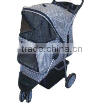 Plaid 3 wheels pet stroller/pet trolley