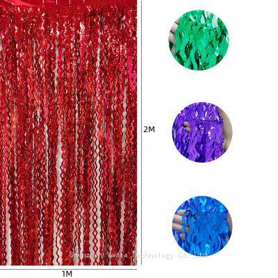 S-Shaped Curved Foil Curtains - Laser Wave for Birthday & Event Photo Backdrops