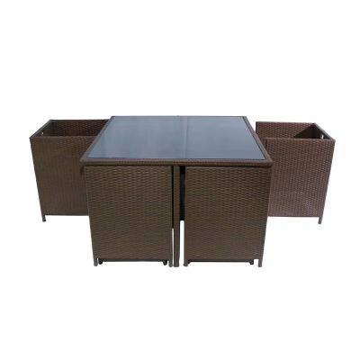 Modern PE Rattan Garden Dining Set Comfortable Portable Outdoor Dining Set Villa Used Rattan Dining Set photo-1