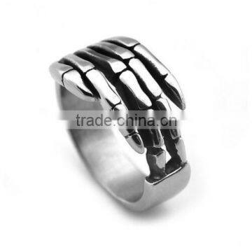 Men's Titanium Steel Classic Punk Hand Bone Shape Skull Band Ring