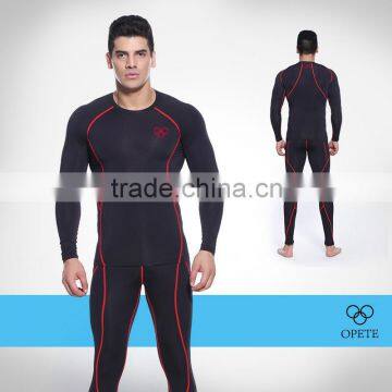 (OEM/ODM Factory)long sleeve flat lock wholesale athletic wear mens t shirt elastane compression wear