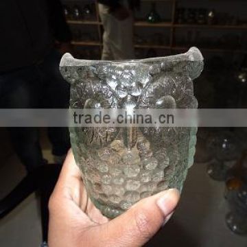 owl shaped glass candle votive