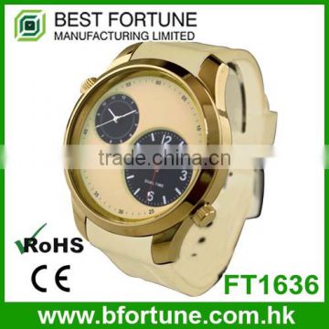 FT1636 High quality stainless steel case back 30m water resistant dual watch