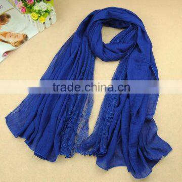 Wholesale Solid Color Cotton Linen Lace Fashion Ladies Scarf Quality Choice photo-5