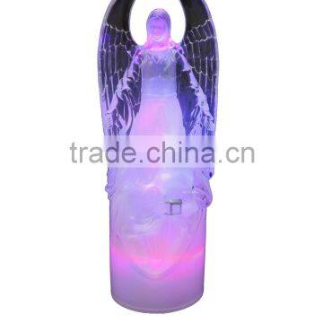 Battery operated LED flash light plastic angle figurine for christmas decoration