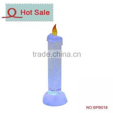 Wholesale Christmas acrylic led artificial candle light with swirling glitter