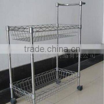 2 tier mini utility trolley/handcart/hand cart/pushcart/metal cart/wheelbarrow