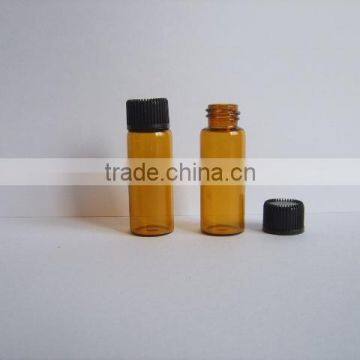 5/8 dram amber glass vial with orifice reducer and black cap