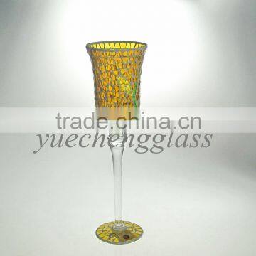 Long-stemmed mosaic glass candle holders wholesale