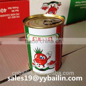 400g*24tins canned tomato paste to Middle East,brix:28-30%