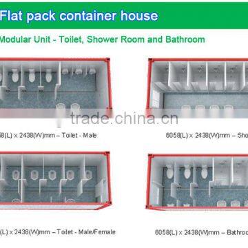 Cheap prefabricated beach house portable toilet and shower room