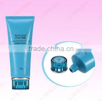 100g Cosmetic Soft Round Plastic Tube With Transparent Colored Cap for Face Cleanser