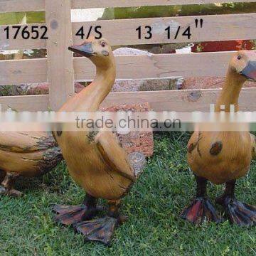 13-1/4" Polyresin ducks in wood look