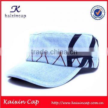 promotional wholesale custom made jean fabric military cap