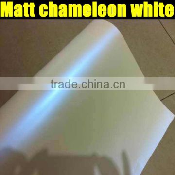 High qualith matte chameleon white film with air free bubbles 1.52*20m /roll white to blue