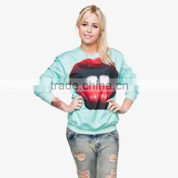 fashion red lips high quality 3d digital print fullprint crewneck sweatshirt spring autumn unisex custom oversized pullover