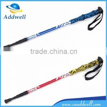 Colorful 3 section anti shock folding flexible alpenstock walking stick