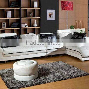 living room elegant sectional corner sofa / modern style L-shaped genuine sofa / new style white leather sofa L12