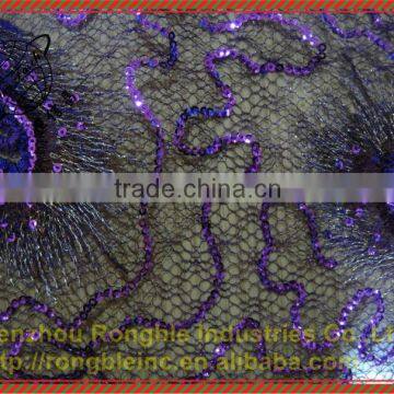 High quality organza lace sequins lace