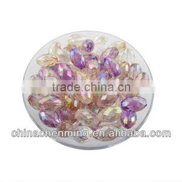 transparent plated AB effect acrylic diamond-cut beads