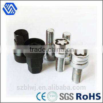 custom made high strength carbon steel quincunx anti-theft bolt with wrenches