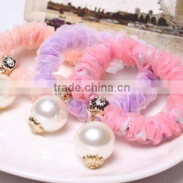 hotselling lovely pearls scrunchies hair accessory for girls