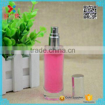 Exquisite cylinder glass perfume bottle/30ml clear pump bottle